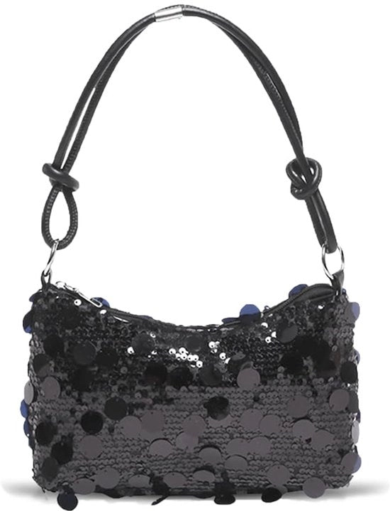 Borsa a Spilli con Sequin, Borsa a Tracolla con Scintille per la Sera, Borse da Donna a Tracolla, Piccola Borsa a Tracolla, Borse a Maniglia con Raccordo per Y2K, Borse a Tracolla con Fermo Orecchio, Borsa da Sposa per Matrimonio, Festa, Viaggio, Nero