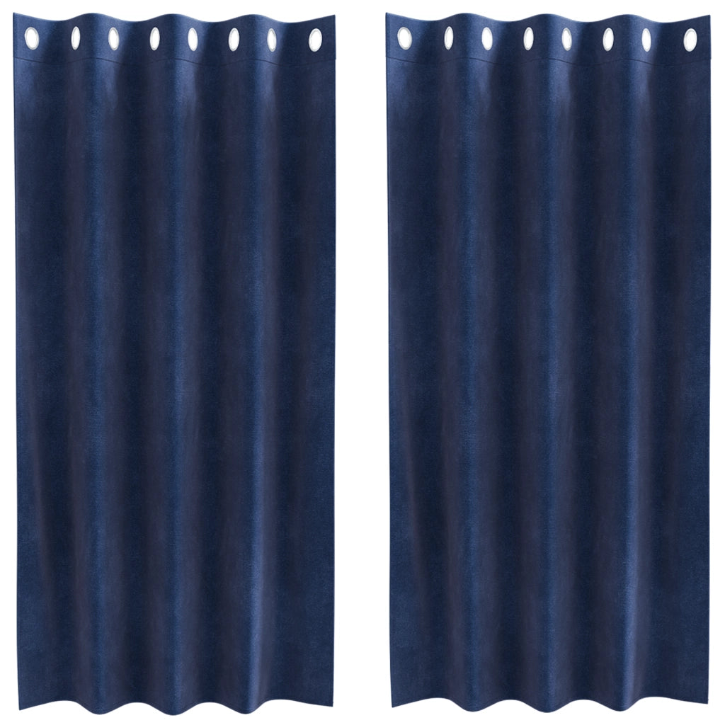 Tende oscuranti  con occhielli 2 pz Blu scuro in velluto