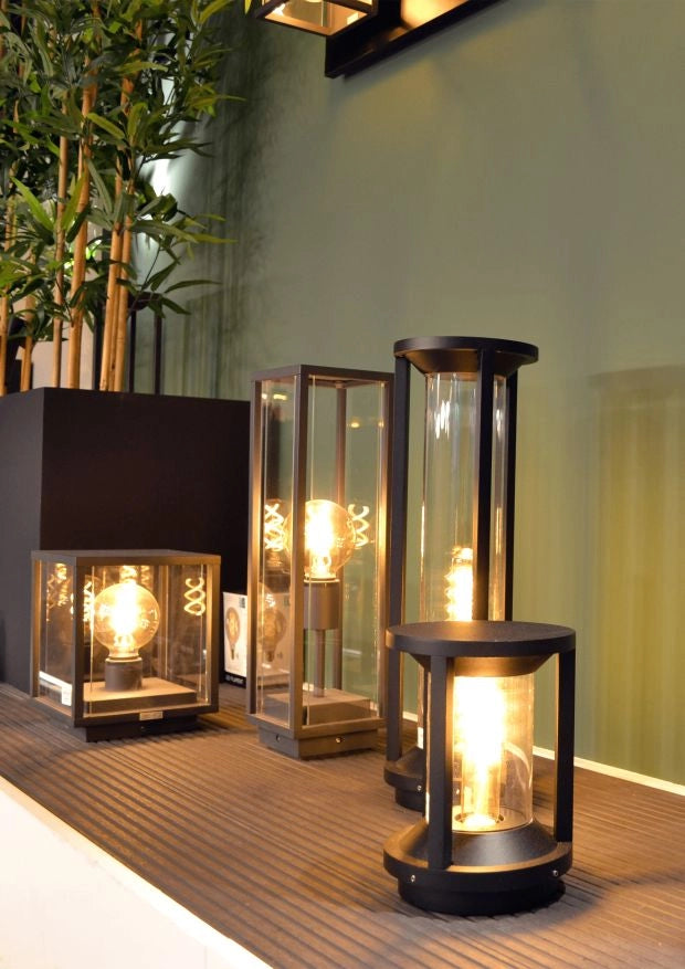 Lampada paletto esterno Lucide Claire E27 IP54 nera vetro