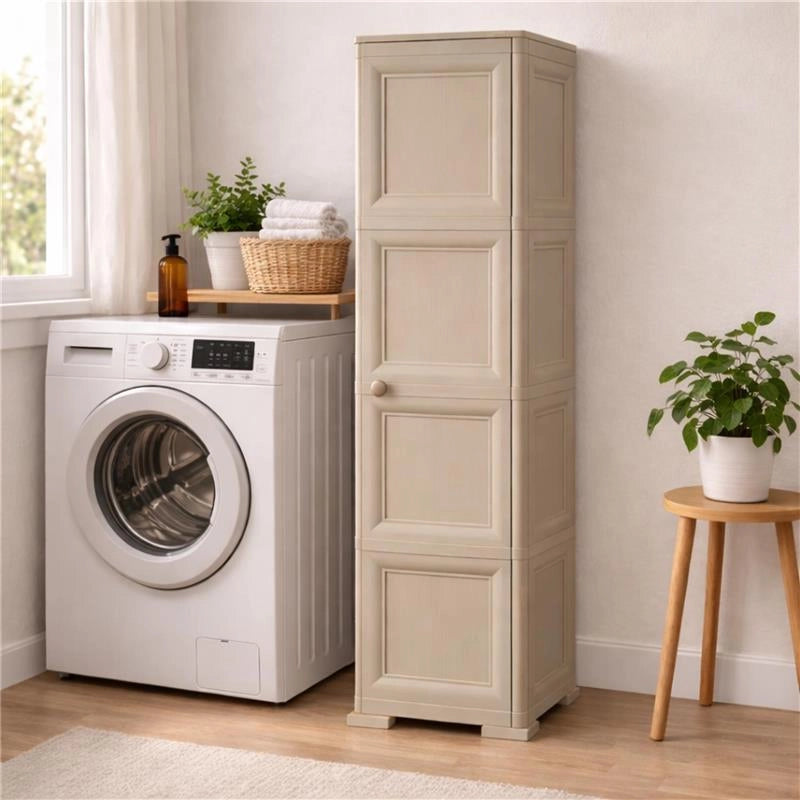 ARMADIO A COLONNA CON 4 RIPIANI E 1 ANTA LISCIA TOUPE DIMENSIONI 40X43X164H CM