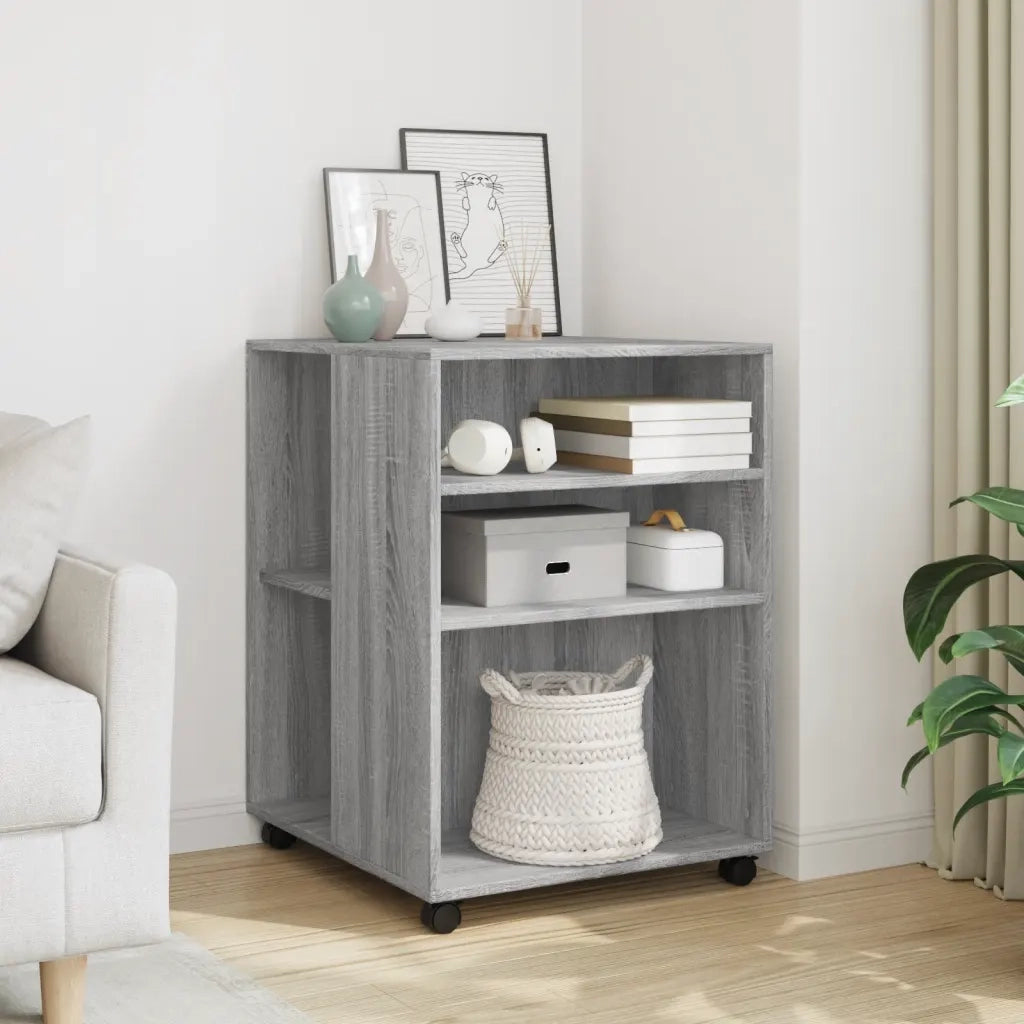 Tavolino con Ruote Grigio Sonoma 55x60x78 cm in Truciolato