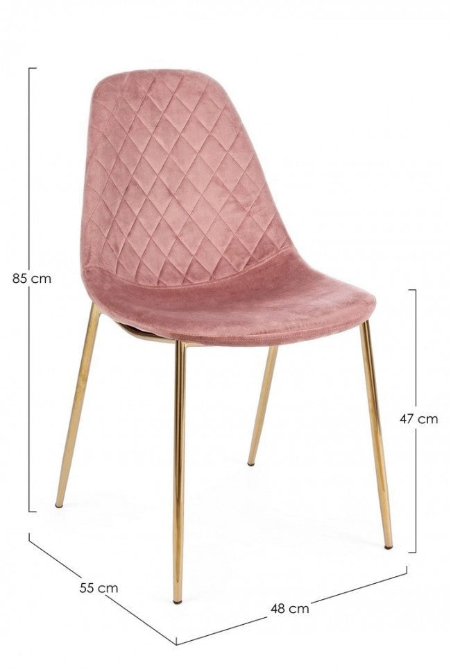 Set 4 Sedie Imbottite 48x55x85 cm Terry in Velluto Rosa