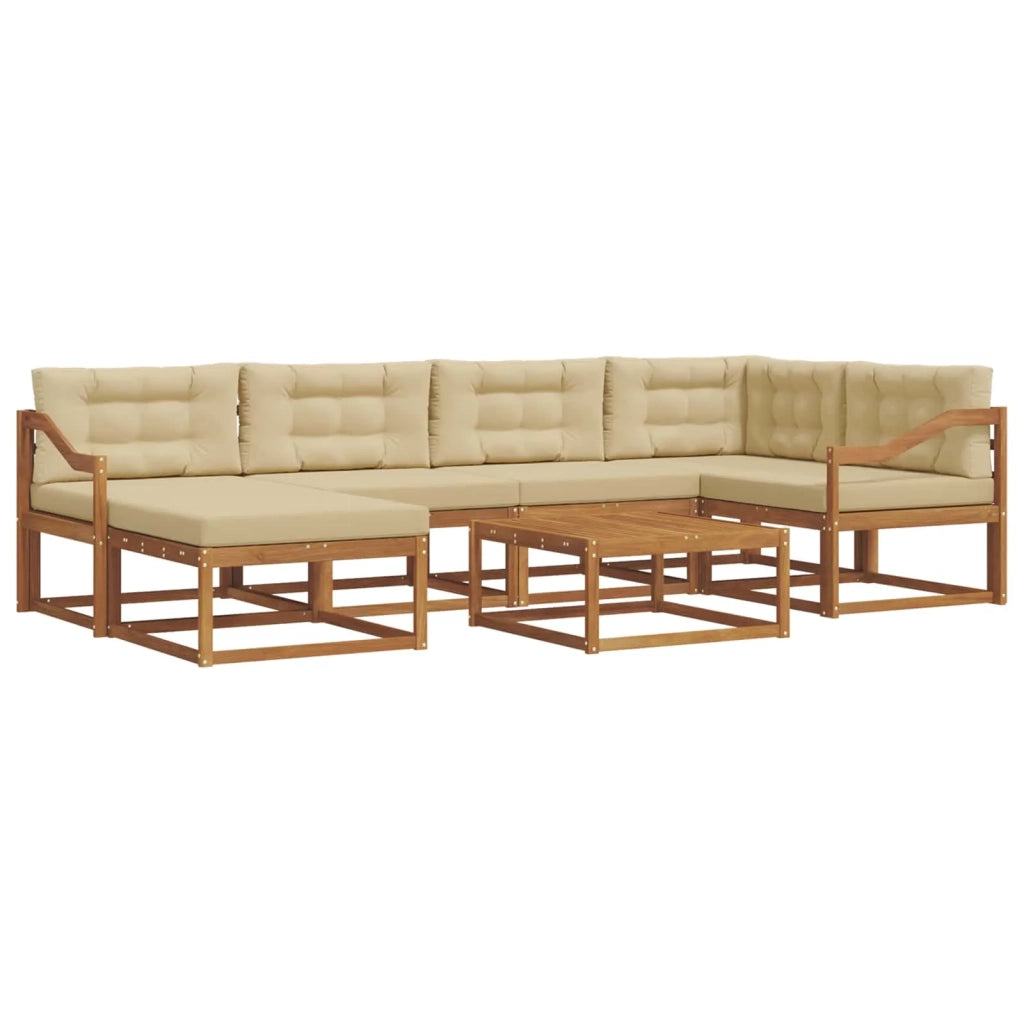 Set di divani da esterno con cuscino 7 pcs Naturale e Beige