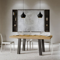 Tavolo Allungabile 200-304x90x77 cm Bridge Quercia Natura Telaio Antracite