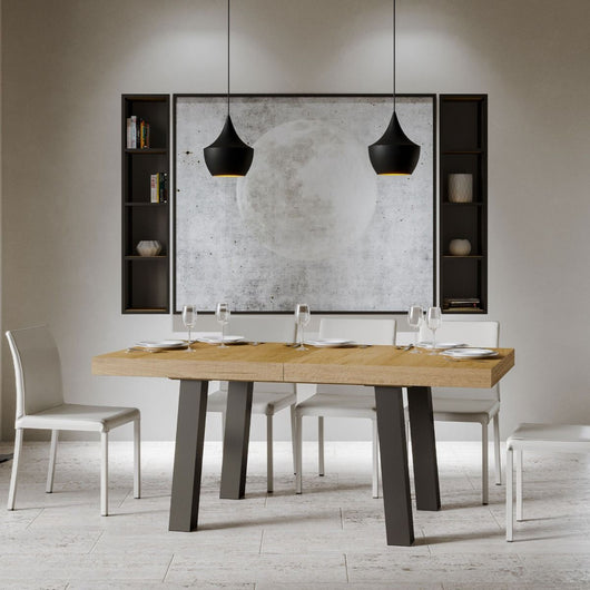 Tavolo Allungabile 200-304x90x77 cm Bridge Quercia Natura Telaio Antracite