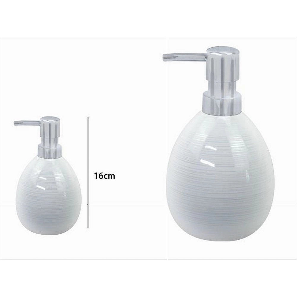 Trade Shop - Dispenser Sapone Liquido Ceramica Striato Erogatore Silver Accessori Bagno 59869 -