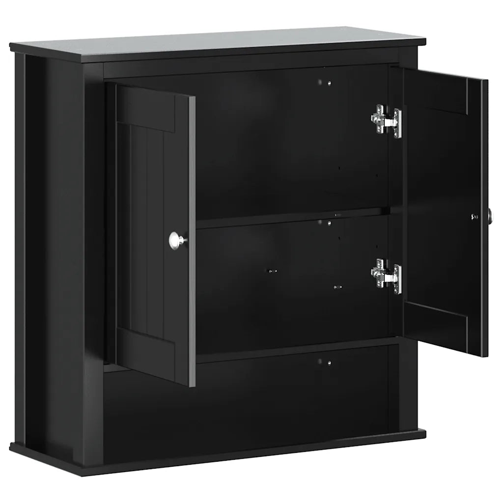 vidaXL Mobile da Bagno a Muro BERG Nero 69,5x27x71,5cm Legno Massello