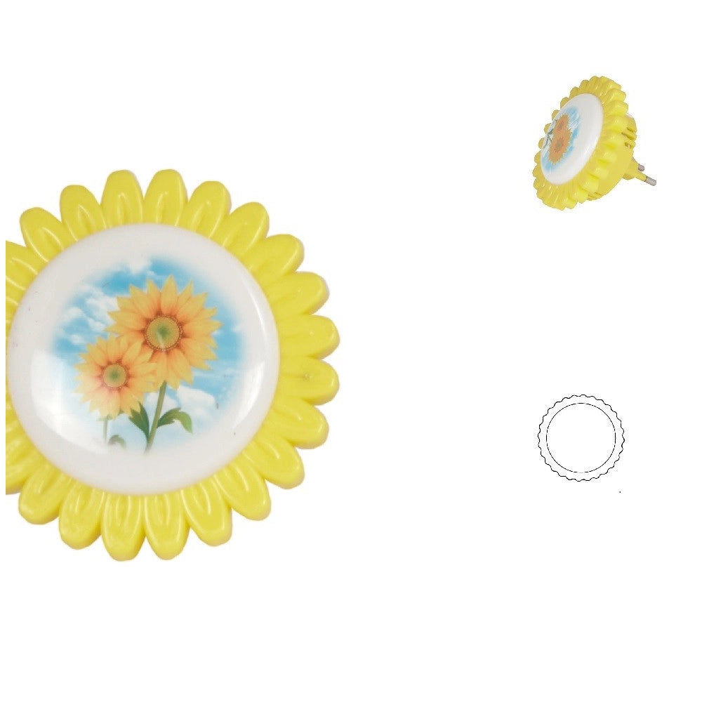 Trade Shop - Luce Led Notturna Forma Fiore Giallo Luce Bianca Lampada Cameretta Bimbi Dt-2188 -