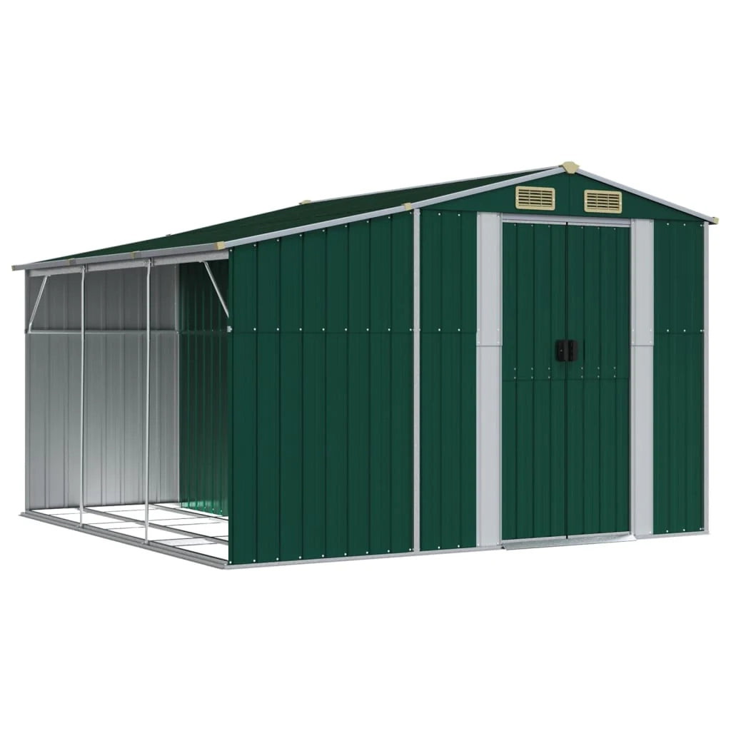 Casetta da giardino cabina ripostiglio casetta da esterno robusta casetta per attrezzi 277 x 279 x 179 cm acciaio zincato verde 02_0022377