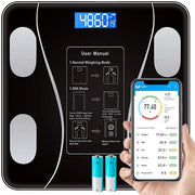Pesa Elettronica Bluetooth con App - Analisi del Corpo, BMI, BMR, Massa Muscolare - Nero