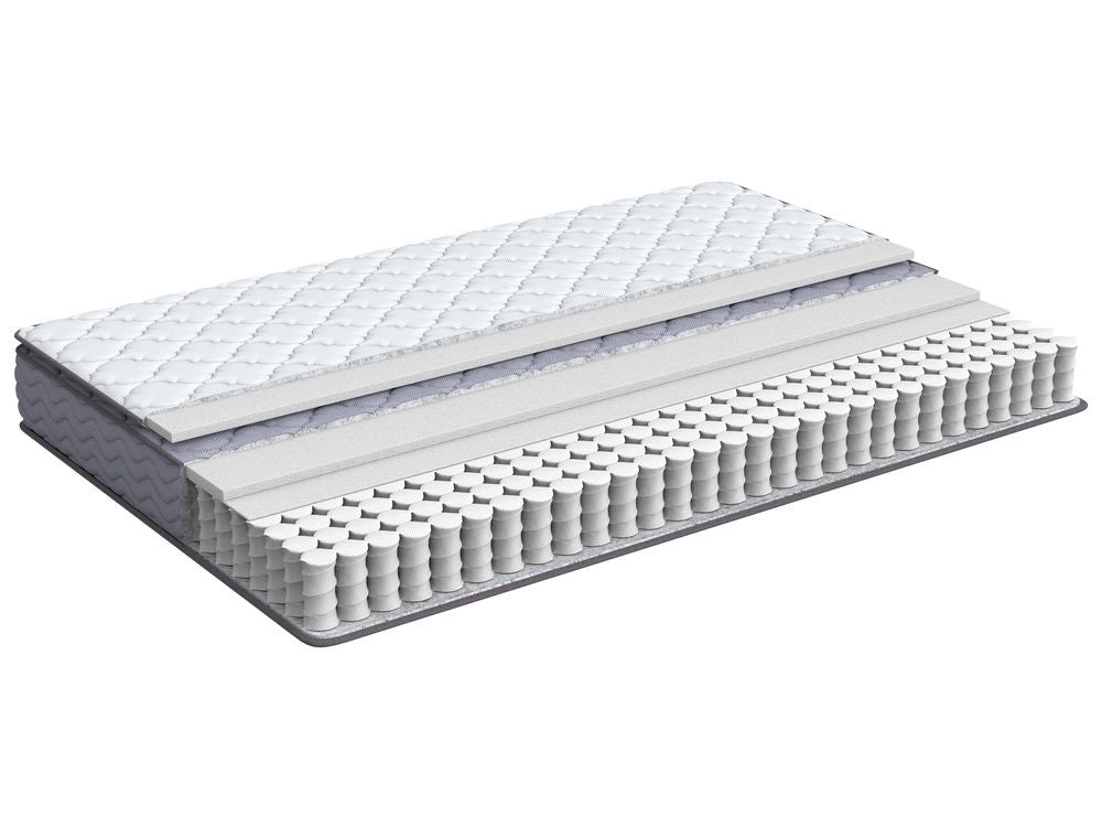 Materasso a molle insacchettate bianco con tessuto grigio matrimoniale 140 x 200 cm medio Firm
