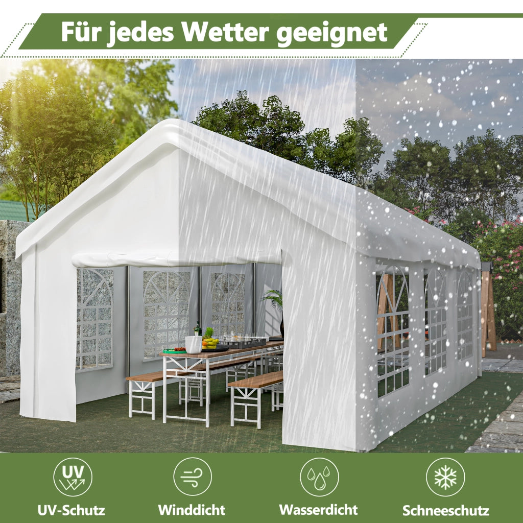 Garage con tenda per car 4x6m – Con porte a rulli separate anteriori e posteriori per l'accesso da entrambi i lati costruzione rinforzata e resistente alle intemperie – Tetto e pareti laterali rimovibili