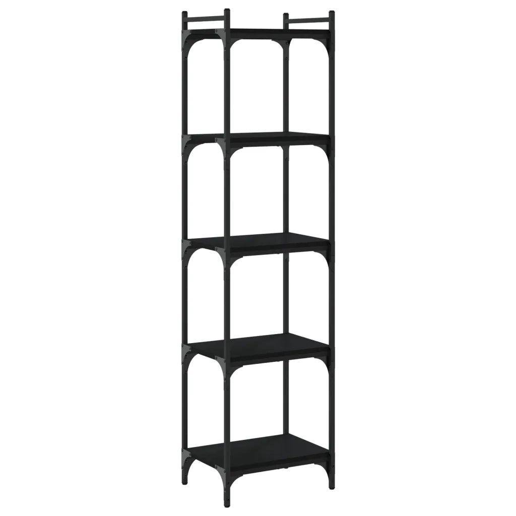 Libreria a 5 Ripiani-Scaffale per Libri-Mobile di Stoccaggio Nera 40x30x154 cm in Legno Multistrato