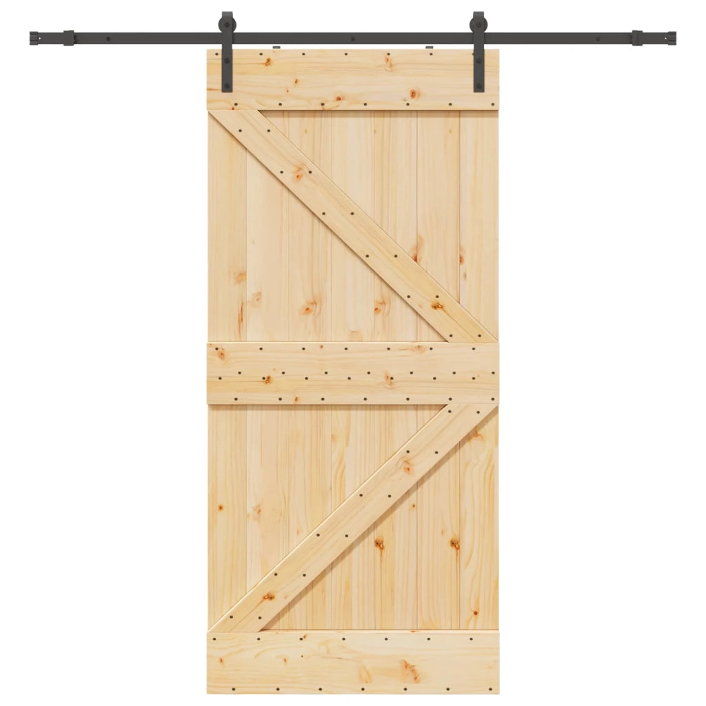 Porta scorrevole NARVIK Naturale e Nero 90 x 210 cm (213,5 cm)