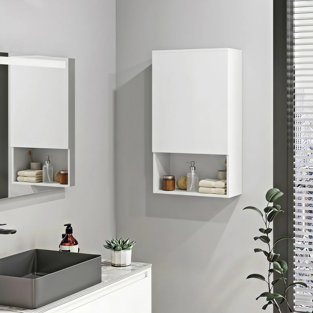 Armadietto pensile bagno con anta, 40x27x77 cm, bianco