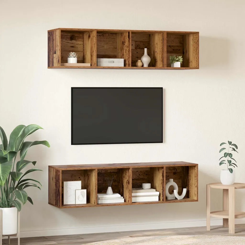 Set mobile TV 3 pz | Armadietto TV | Mobile Porta TV Legno vecchio Legno multistrato