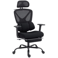 Sedia da Ufficio Ergonomica e Traspirante 73x75x120-128 cm con Supporto Lombare Dinamico e Poggiapiedi Nero
