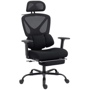 Sedia da Ufficio Ergonomica e Traspirante 73x75x120-128 cm con Supporto Lombare Dinamico e Poggiapiedi Nero