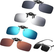 Zonnebrille a 4 clip con montatura rotativa 180° - Pochette polarizzata - Zonnebrille con piedini rotativi - Colori: Nero/Bruno/Bianco/Grigio/Azzurro
