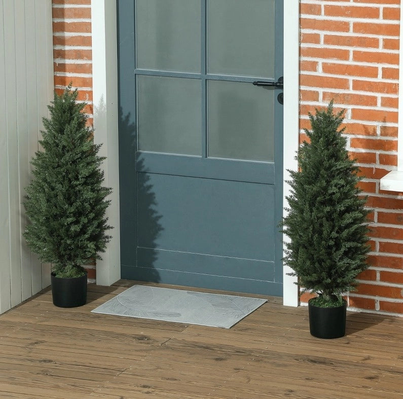 Set 2 Cipressi artificiali 90 cm con vaso resistente ai raggi UV per interno ed esterno