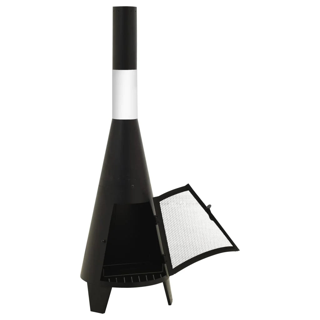 Stufa camino da giardino con attizzatoio 38 x 38 x 122 cm acciaio 02_0005955
