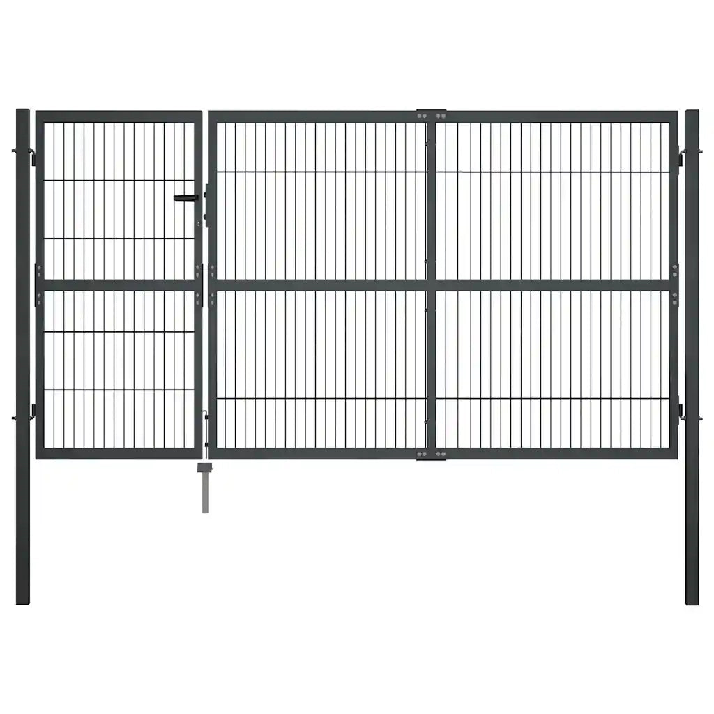 Cancello di Recinzione con Pali in Acciaio 350x140 cm Antracitecod mxl 104013