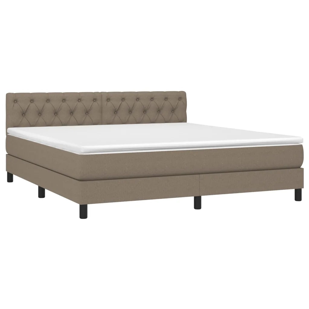 Letto a Molle con Materasso e LED Tortora 160x200 cm in Tessuto 3133409
