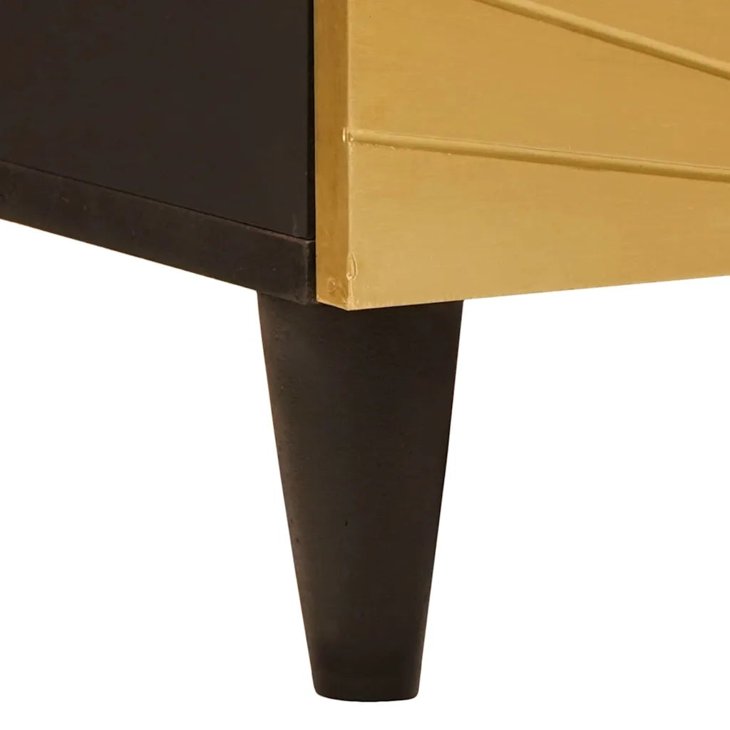 Comodino | Armadio da Notte | Mobiletto da notte Nero e Oro 50 x 33 x 62 cm Legno ingegnerizzato