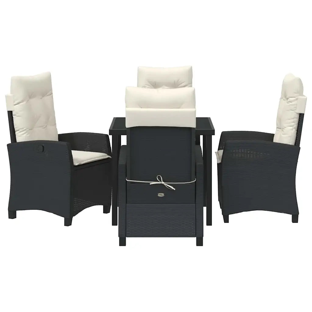 Set da Pranzo per Giardino con cuscino 5 pcs Nero polyrattan 3380366