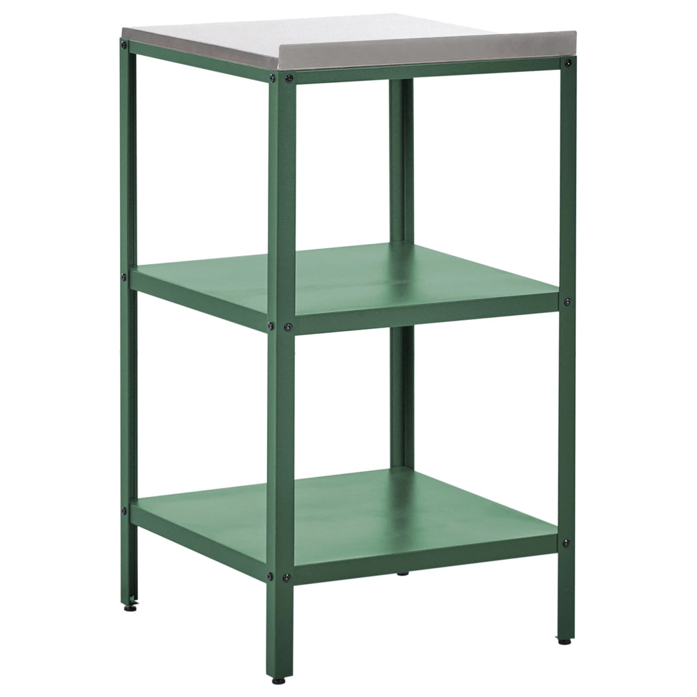 Isola da cucina per esterni Verde in acciaio inox a 2 ripiani con top Cucina da giardino da pranzo