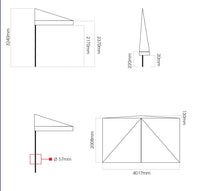 Mezzo Ombrellone da Giardino 2x4m Palo in Legno Ecrù