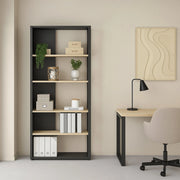 Libreria MuGuiying, Scaffale da ufficio, Mobile portalibri, Biblioteca, 80x34 h205 cm, Rovere e Grigio