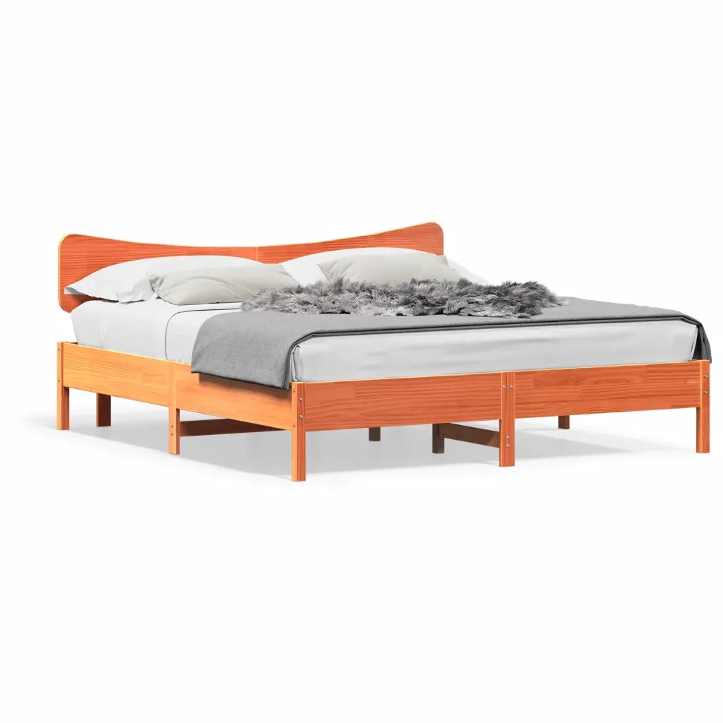 Giroletto senza Materasso Marrone Cera 200x200 cm Legno di Pino 3328222