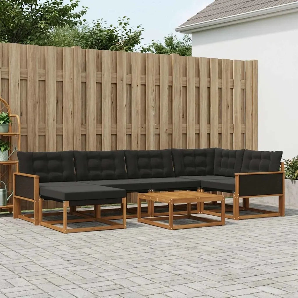 Set di divani da esterno con cuscino 7 pcs Naturale e Nero 3381544