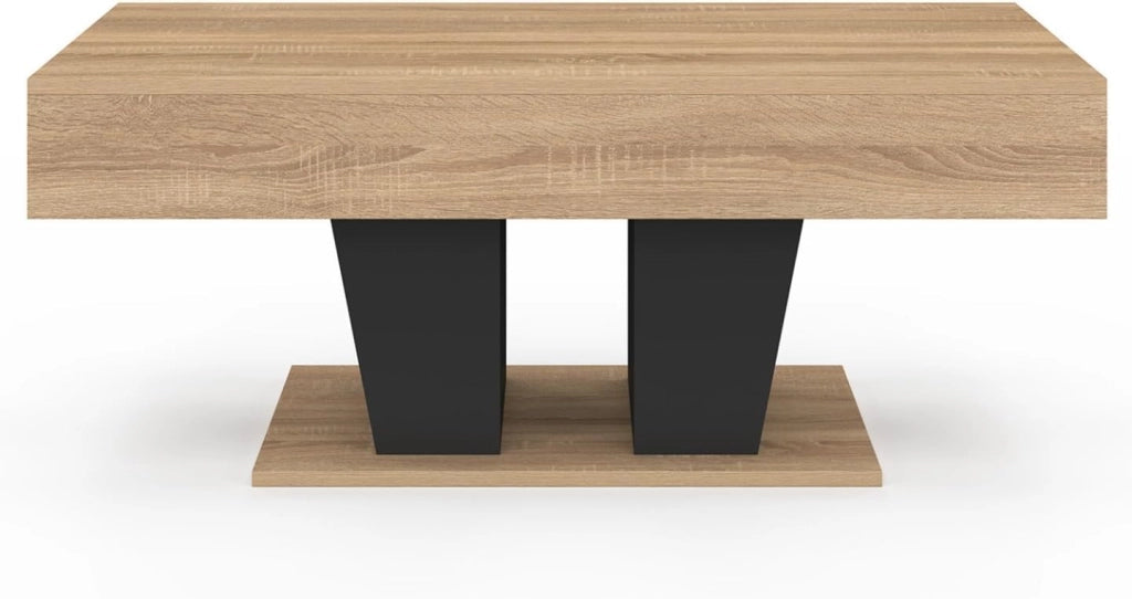 Tavolino rettangolare alzabile in legno e nero ELIAD