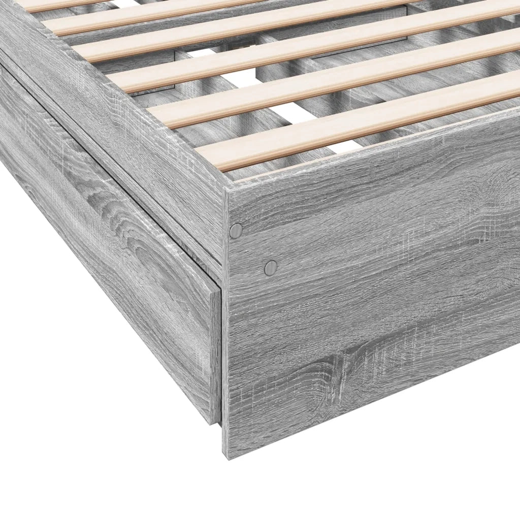 Letto singolo | Letto per adulti | Giroletto Cassetti Grigio Sonoma 90x200 cm Legno Multistrato