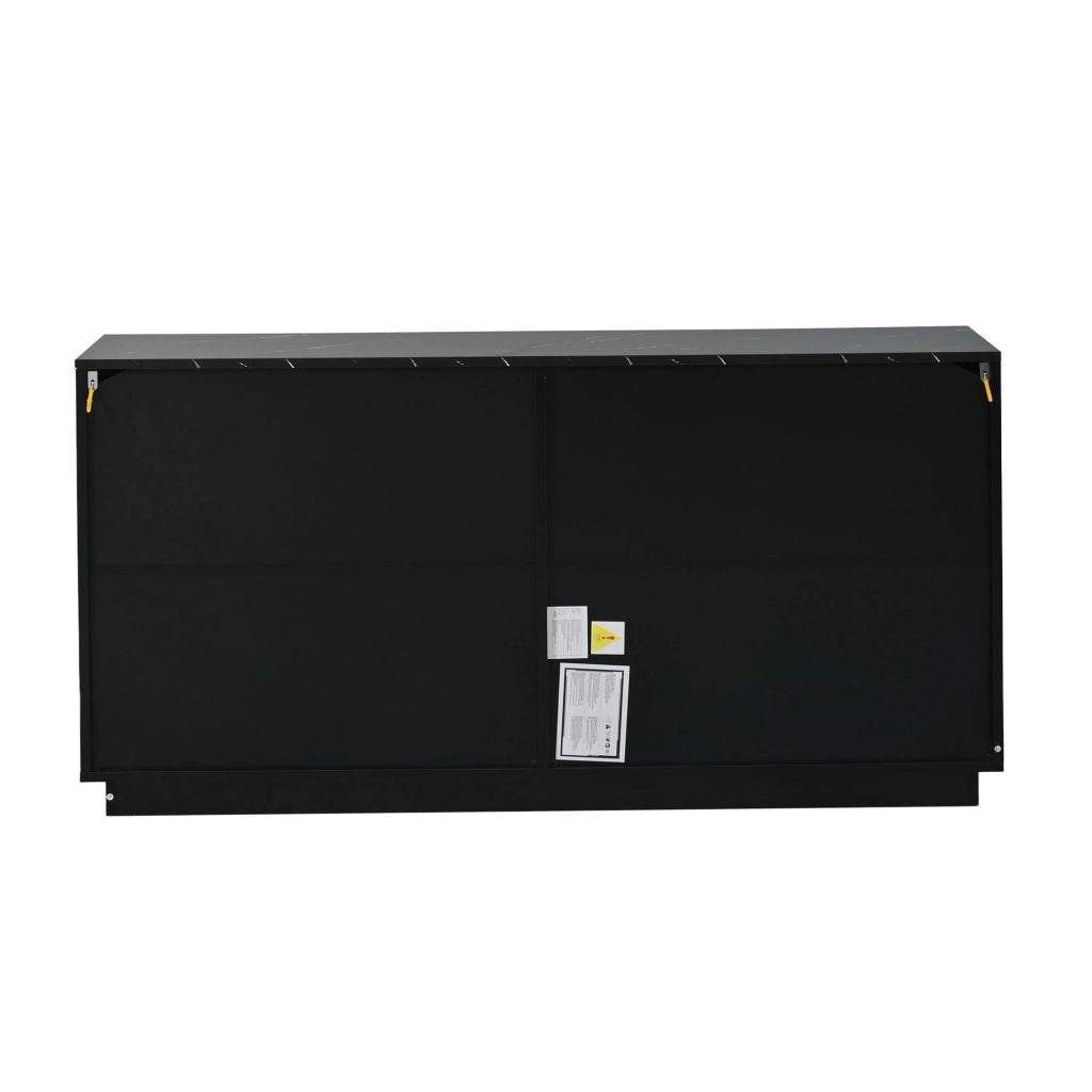 Credenza Nera e Oro Mobile Soggiorno 4 Ante Madia 140x35x70 cm