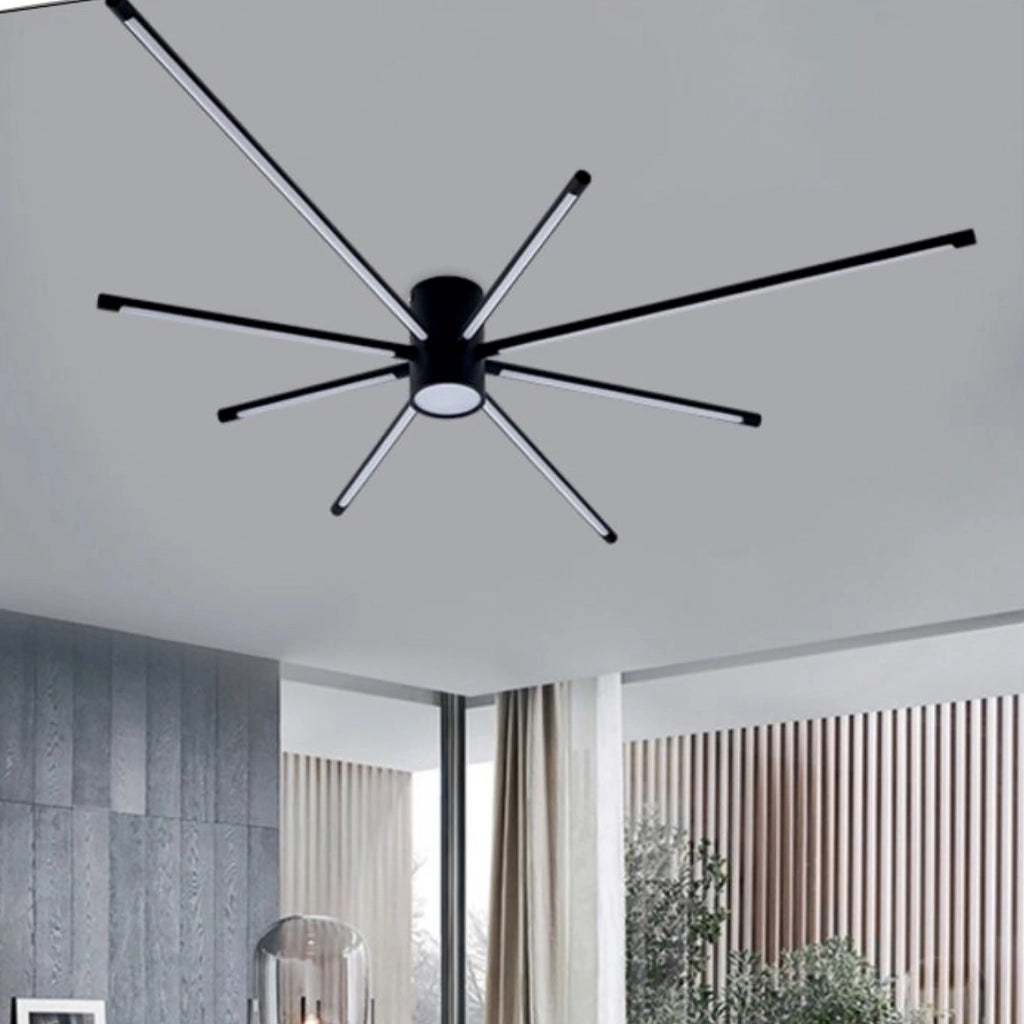 Lampadario plafoniera moderno a led 9 luci da soffitto forma ragno da 42w 3360lm nero luce naturale