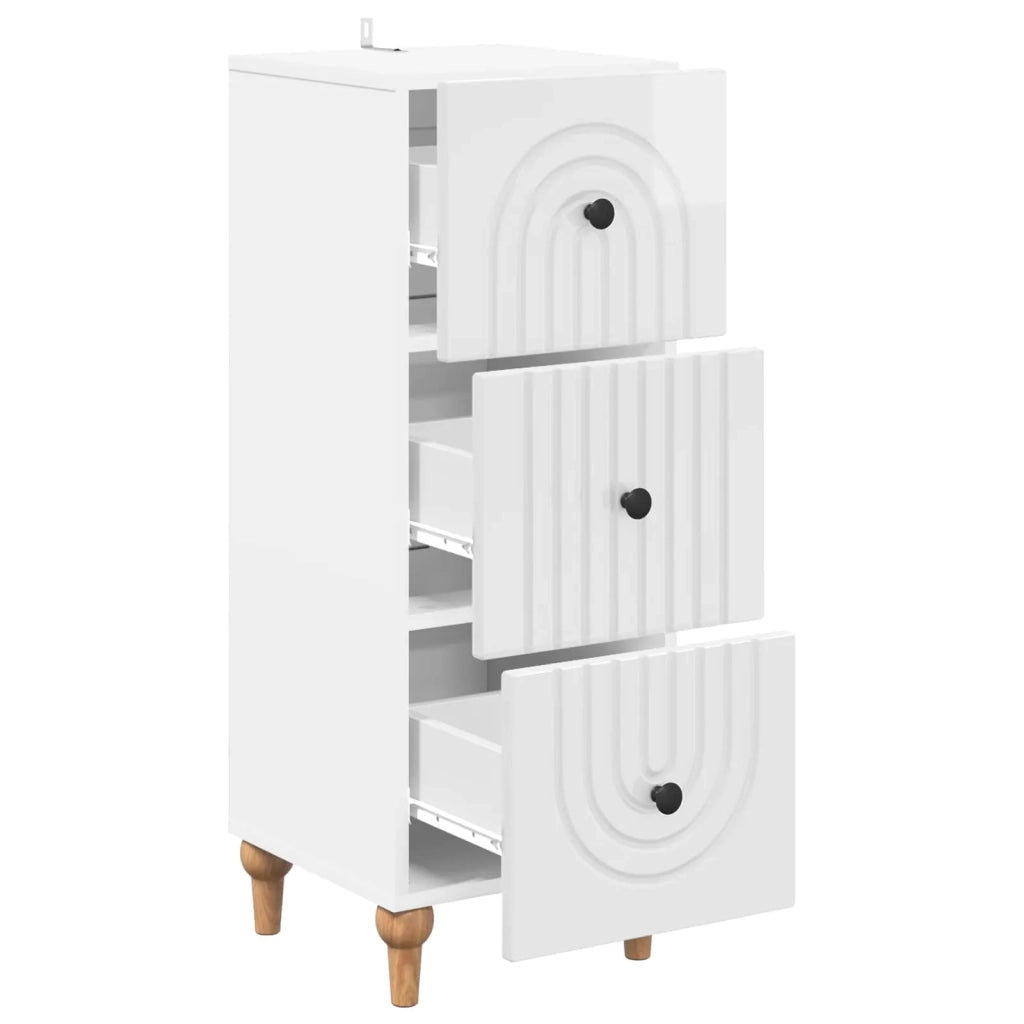 Mobile con Cassetti Bianco Lucido 33 x 34,5 x 90 cm