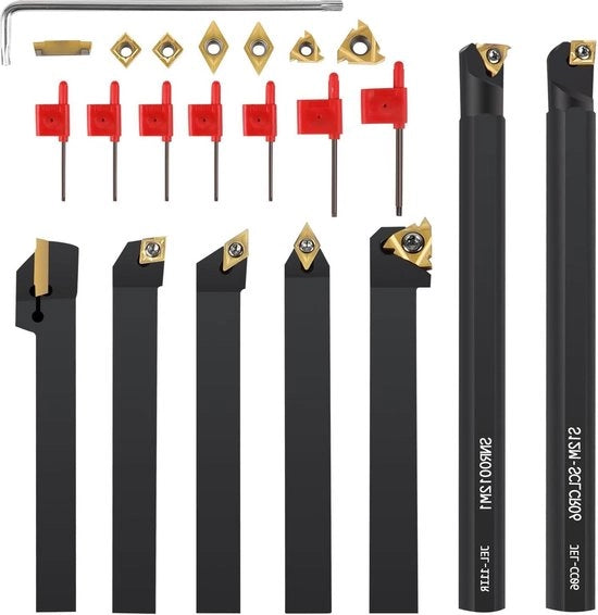 Set di tornitura a 12 mm - 21 pezzi - componenti in acciaio duro - finitura superficiale - lavorazione a tornio