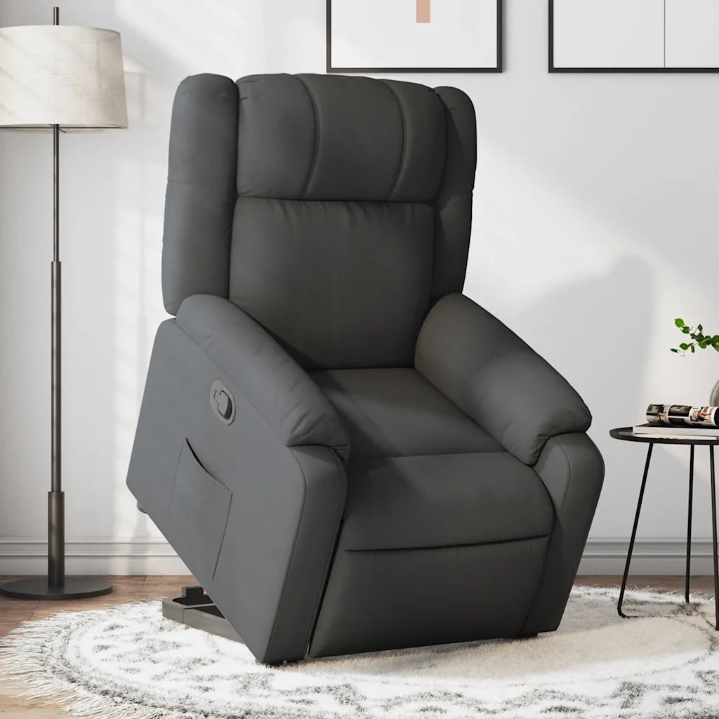 Poltrona | Sedia Relax Alzapersona Reclinabile Grigio Scuro in Tessuto