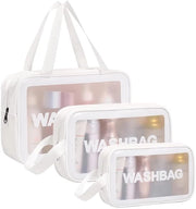 Tas per il bagno trasparente, organizzatore per il bagno portatile e impermeabile, cosmetico con chiusura a zip e grande capacità per uomo e donna