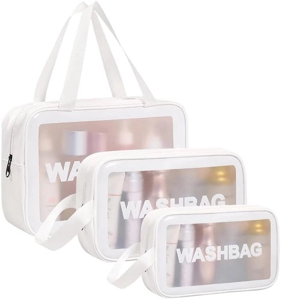 Tas per il bagno trasparente, organizzatore per il bagno portatile e impermeabile, cosmetico con chiusura a zip e grande capacità per uomo e donna