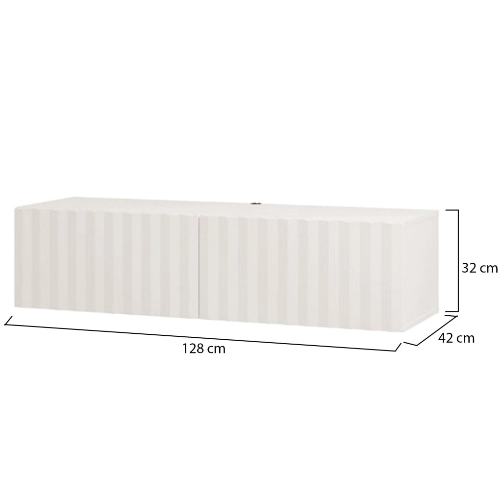 Vetto, Mobile Porta tv un Ripiano, 128x42x32h cm Bianco Crema