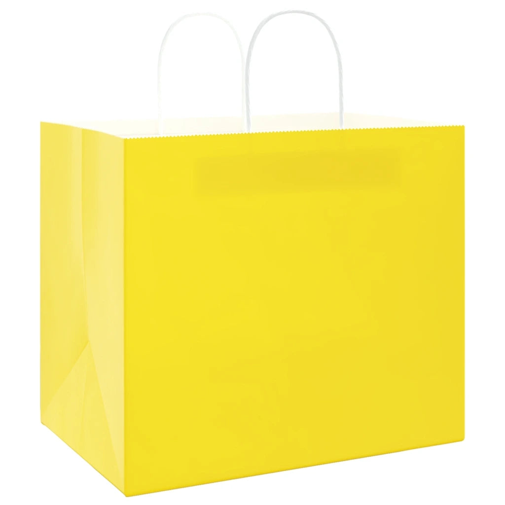 Sacchetti di Carta 250 pz con Manici Gialli 32x22x28 cm