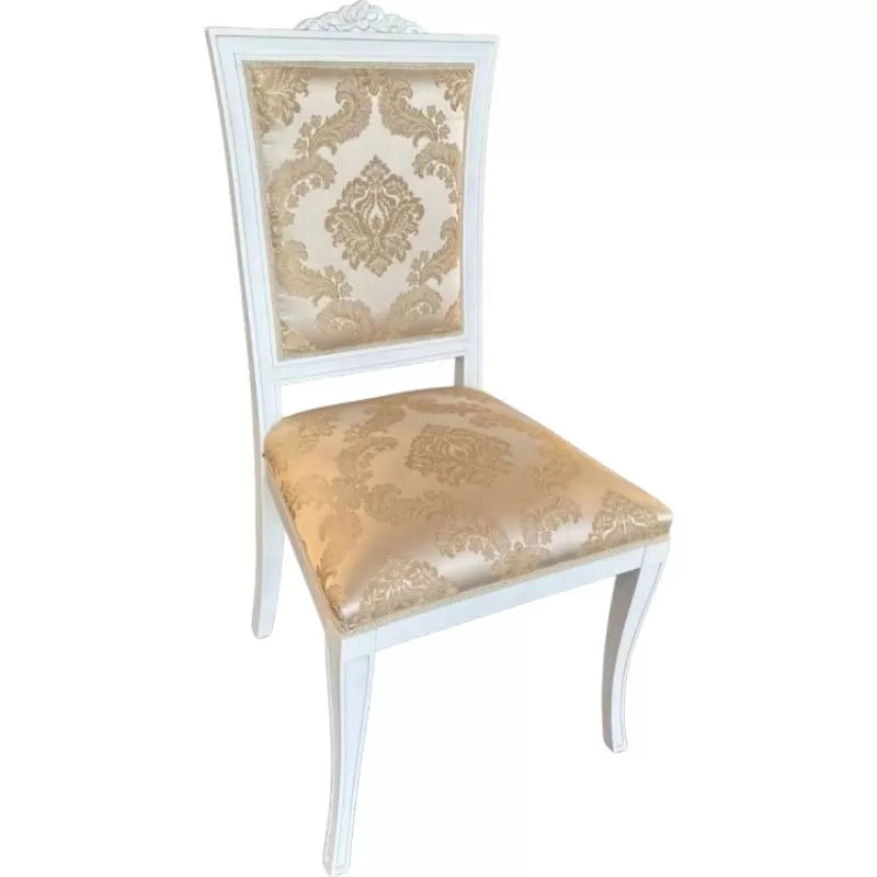 Sedia shabby legno bianco anticato imbottita beige 50x55x102 - Mobili 2G