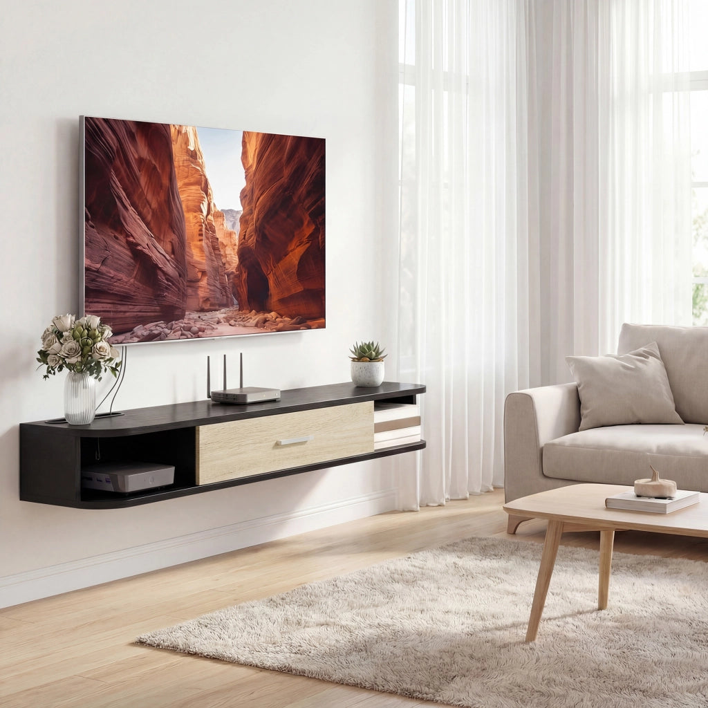 Mobile TV Parete 120 cm ¨C zephmum ¨C Nero, Legno, 120x30x?
