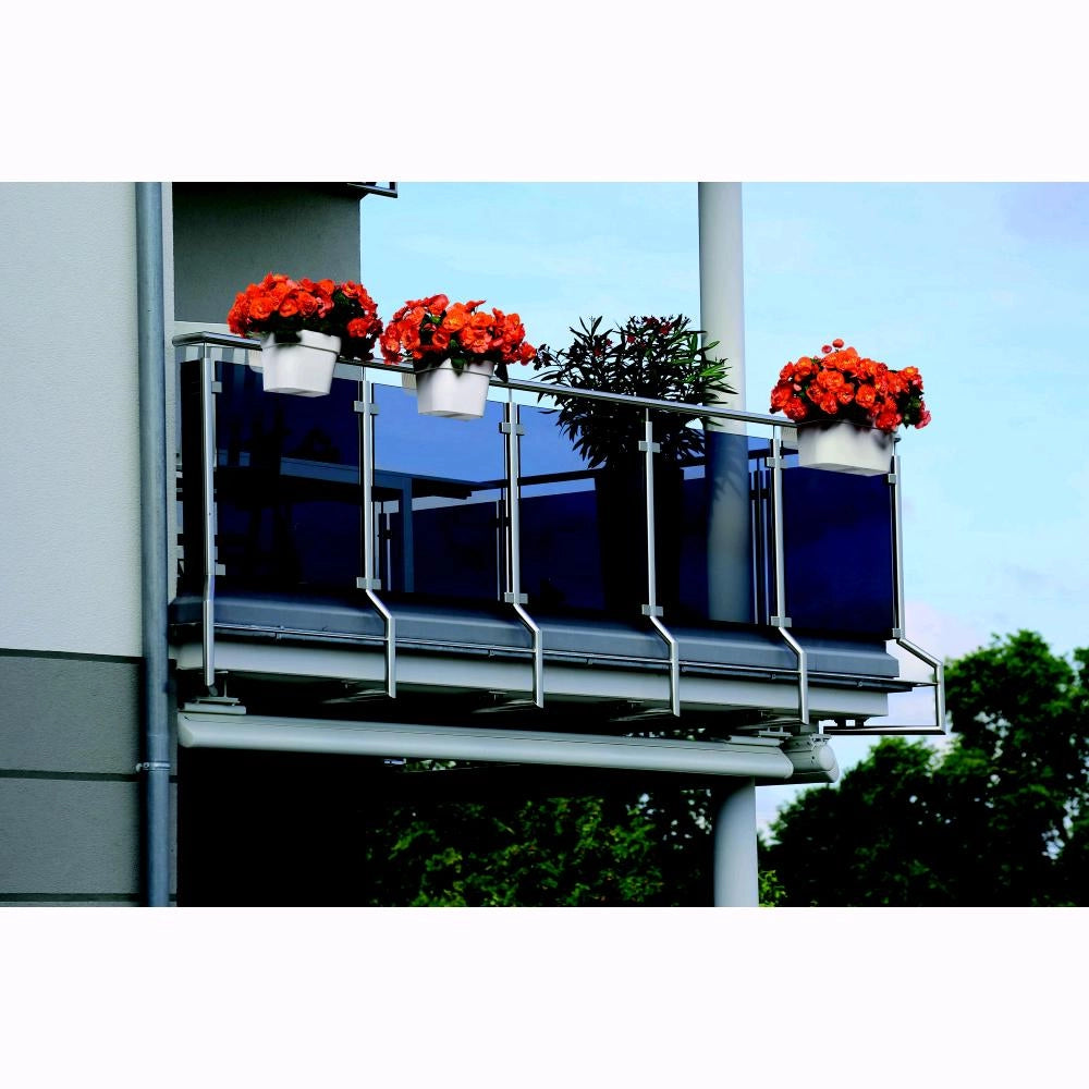 Vaso da Balcone Grigio 38x15x18H cm Balconiera Cassetta per Ringhiere e Parapetti
