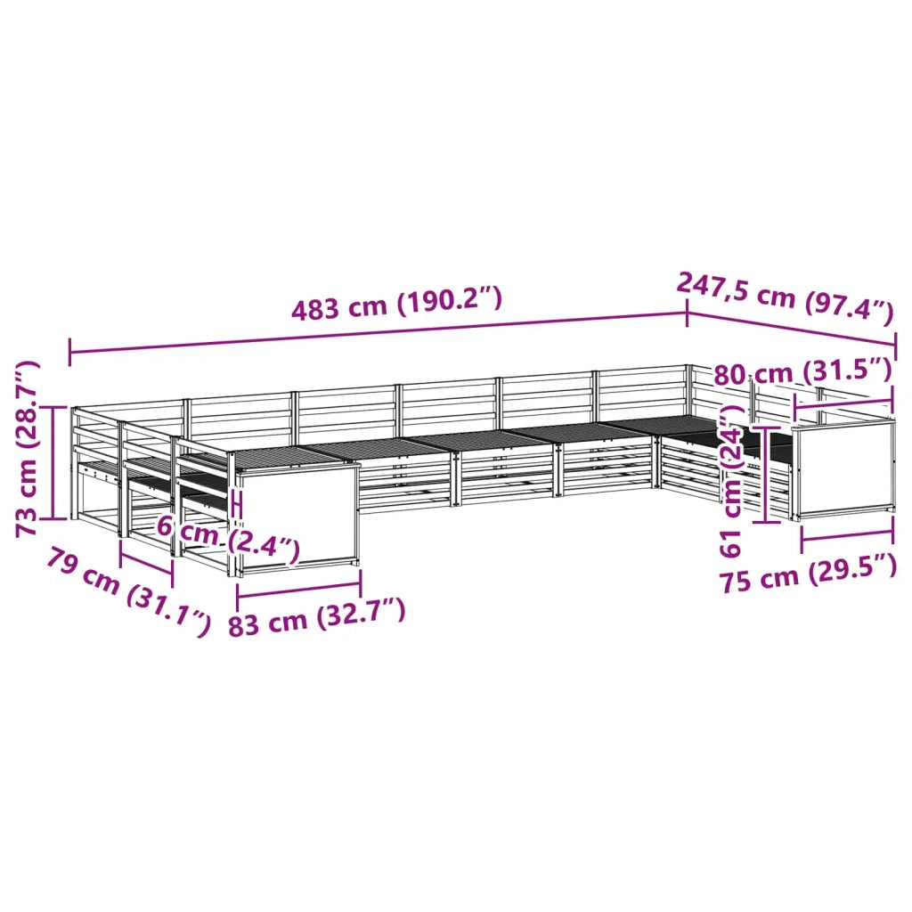 Set divani 10 pz Legno di Acacia Massello 3383887