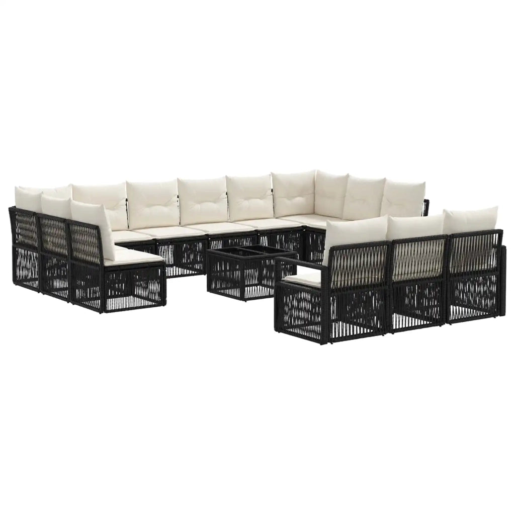 Set Divano da Giardino 14 pcs Nero polyrattan